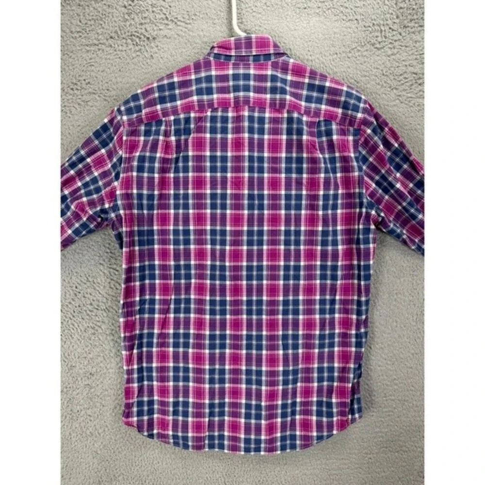 J Crew Shirt Adult Medium Purple Blue Plaid Woven Button Down Long Sleeve Mens
